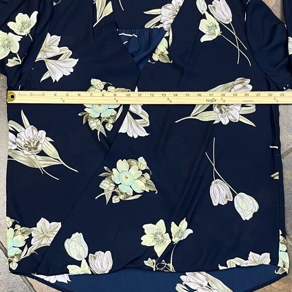 New York & Company Floral Blouse - Navy and White - Picture 4 of 9